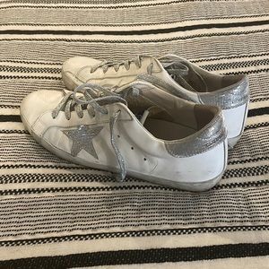 Golden Goose size 41 white distressed leather shoes